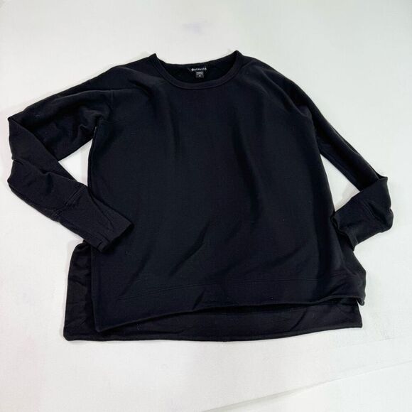 Athleta Top Womens Medium Black Long Sleeve Thumbhole Sweatshirt Material - Picture 1 of 9